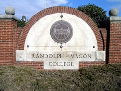Sign outside Randolph Macon College