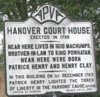 Hanover Court House historical sign